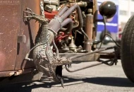 Rat Rod with Fire-Breathing Dragon Exhaust Header.